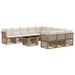 vidaXL Tr&auml;dg&aring;rdsoffset 12 st Beige konstrotting