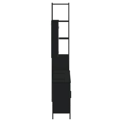 vidaXL Badrumsmöbler 4 delar set svart konstruerat trä