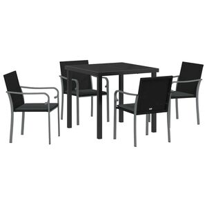 vidaXL Tr&auml;dg&aring;rdsm&ouml;belset 5 pcs Svart och Gr&aring; PE Rattan