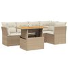vidaXL Soffgrupp f&ouml;r tr&auml;dg&aring;rden med dynor 5 delar beige konstrotting