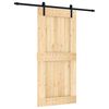 vidaXL Skjutd&ouml;rr Naturlig och svart 95 x 210 cm Massiv furutr&auml;d&ouml;rr