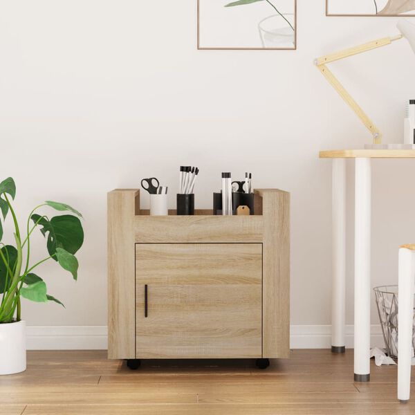 vidaXL Skrivbordsvagn sonoma-ek 60x45x60 cm konstruerat trä