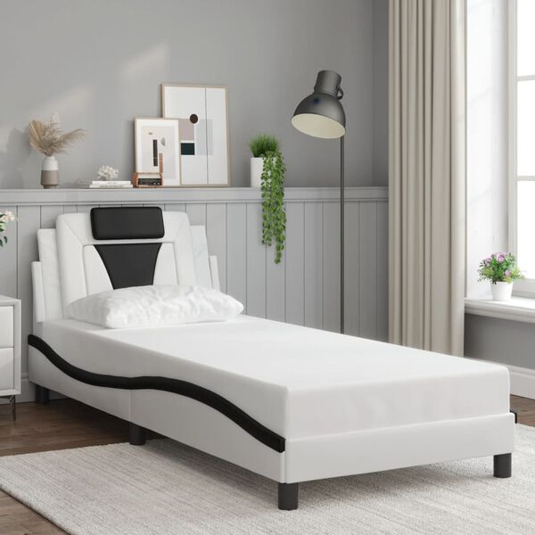 vidaXL Bed Frame "Viana" with LED without Mattress White and Black 90x200 cm