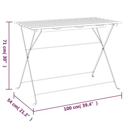 vidaXL Hopfällbart cafébord 100x54x71 cm massivt akaciaträ och stål