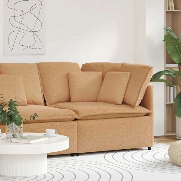 vidaXL H&ouml;rnmodul till soffan med dynor beige 100 cm