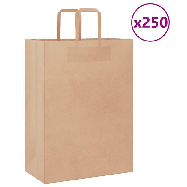 vidaXL Pappersp&aring;sar 250 st med handtag brun 32x17x44 cm