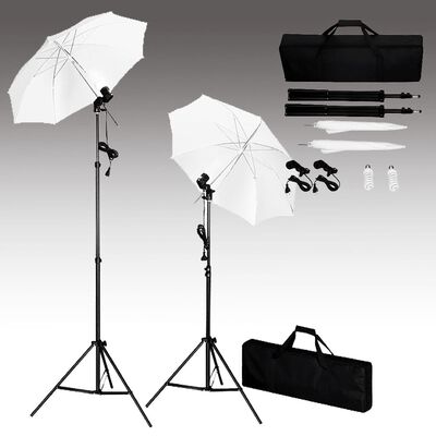 vidaXL Fotostudio med bakgrunder, lampor och paraplyer