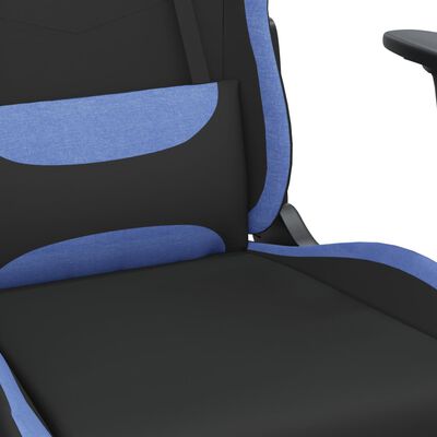 vidaXL Gamingstol med fotstöd och massage svart och blå tyg