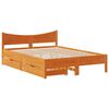 vidaXL S&auml;ngram med l&aring;dor vaxad brun 135x190 cm massiv furu