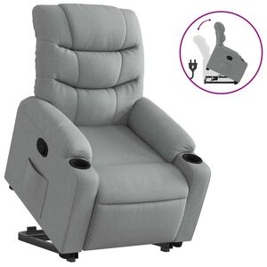 vidaXL Reclinerf&aring;t&ouml;lj med uppresningshj&auml;lp ljusgr&aring; tyg