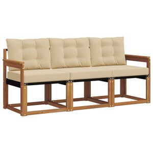 vidaXL Utomhussoffset med kudde 3 pcs Naturlig och Beige