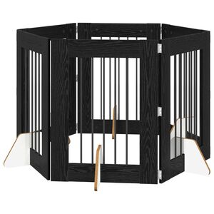 vidaXL Hundgrind med st&auml;llningar 6 pcs Svart ek 60 x 80 cm