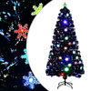vidaXL Julgran med LED-sn&ouml;flingor svart 150 cm fiberoptik