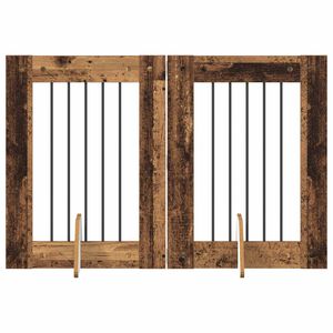 vidaXL Hundgrind med st&auml;llningar 2 pcs Gammalt tr&auml; 60 x 80 cm