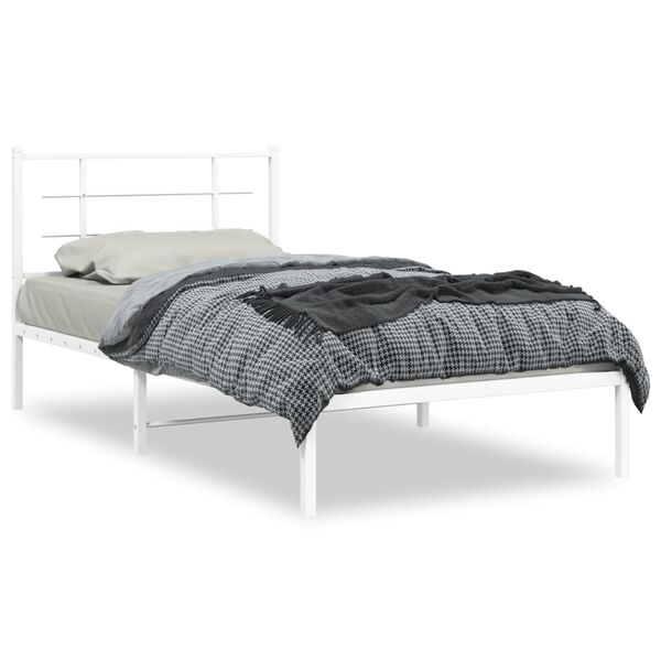 vidaXL S&auml;ngram med huvudgavel metall vit 107x203 cm
