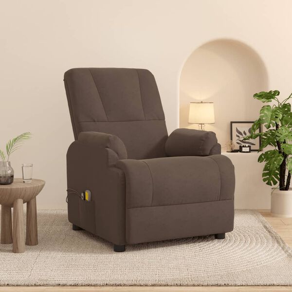 vidaXL Elektrisk massagef&aring;t&ouml;lj brun konstmocka