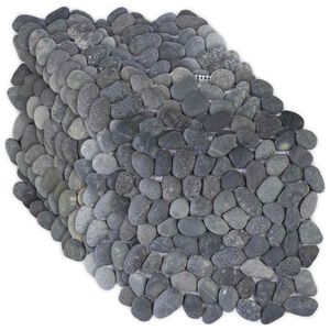 vidaXL Pebble Tiles Gr&aring; 30 x 30 cm Flodsten