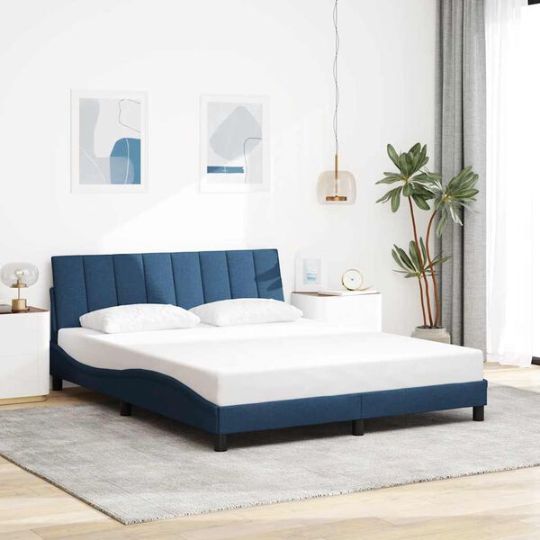 vidaXL Bed Frame without Mattress "Hanko" Blue 160x200cm Fabric