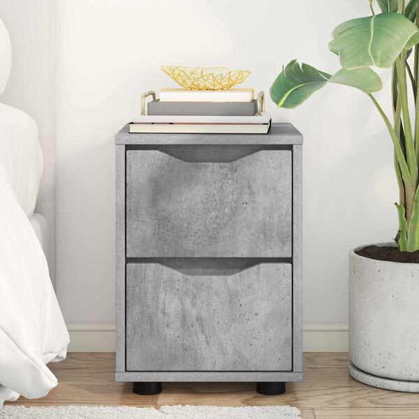 vidaXL S&auml;ngbord med l&aring;da Betonggr&aring; 30,5 x 30 x 43 cm Konstruerat tr&auml;