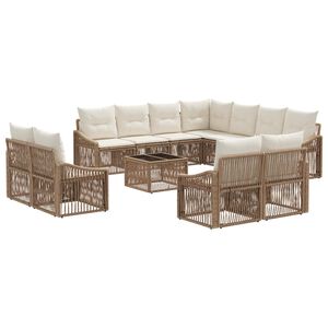 vidaXL Tr&auml;dg&aring;rdsoffset 12 st Beige konstrotting