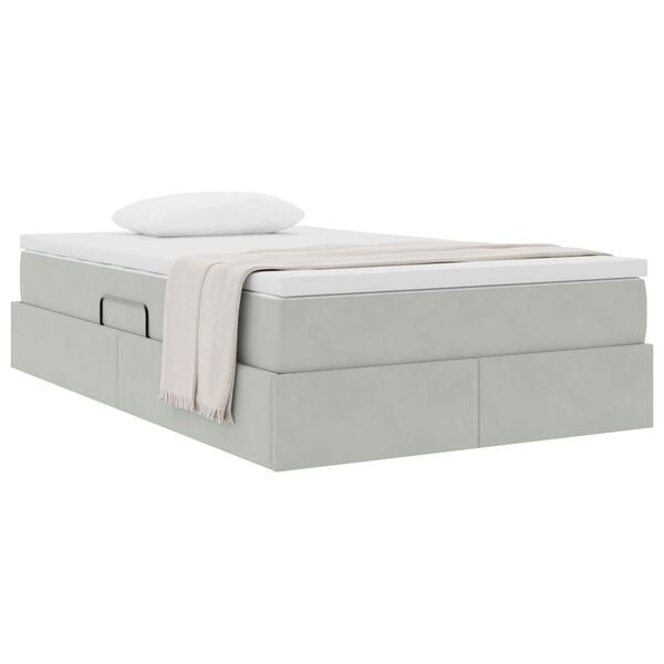 vidaXL F&ouml;rvaringss&auml;ng med madrass Ljusgr&aring; 120 x 190 cm Sammet