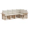 vidaXL Utomhussoffset med kudde 5 pcs Naturlig och Creamvit Polyester