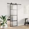 vidaXL Skjutdörr med beslag svart 76x205 cm härdat glas