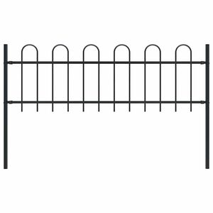 vidaXL Tr&auml;dg&aring;rdsstaket BOXTEL med b&aring;ge i st&aring;l 181x60 cm svart