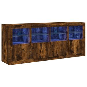 vidaXL Sk&auml;nk med LED-belysning r&ouml;kf&auml;rgad ek 163x37x67 cm