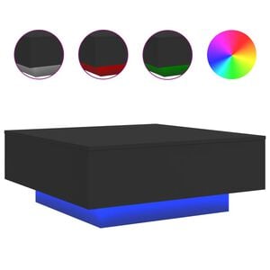 vidaXL Soffbord med LED svart 80x80x31 cm