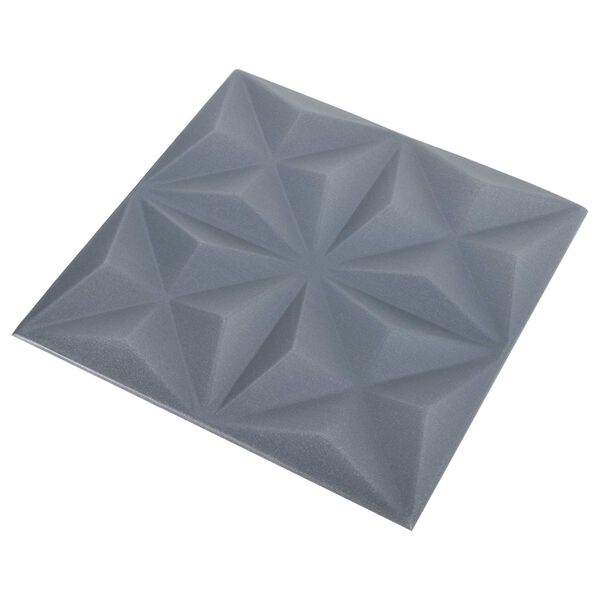vidaXL V&auml;ggpaneler 24 pcs Origami Gr&aring; 50 x 50 cm XPS Skum