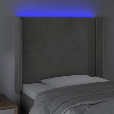vidaXL Sänggavel LED ljusgrå 83x16x118/128 cm sammet