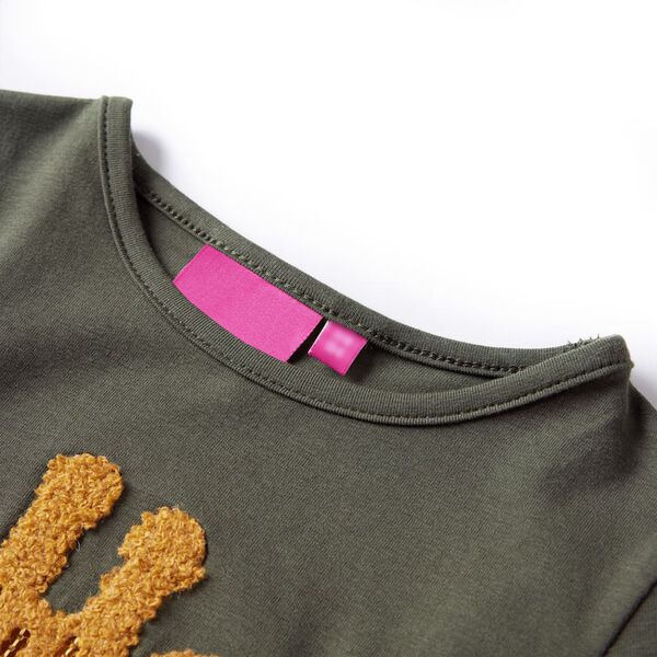 T-shirt med l&aring;nga &auml;rmar f&ouml;r barn kaki 128