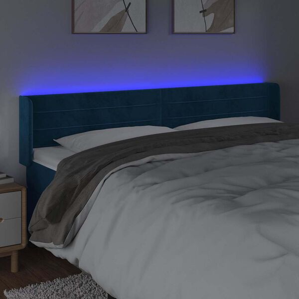 vidaXL S&auml;nggavel LED m&ouml;rkbl&aring; 203x16x78/88 cm sammet