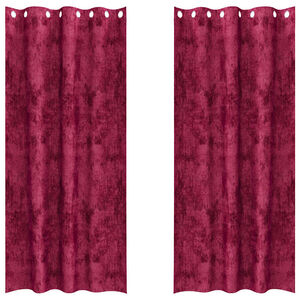 vidaXL Sammetsgardiner med gardiner 2 pcs Vinr&ouml;d 245 x 140 cm Sammet