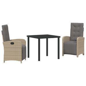 vidaXL Tr&auml;dg&aring;rdsm&ouml;belset med kudde 3 pcs Beige konstrotting