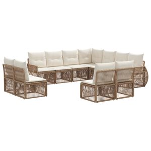 vidaXL Tr&auml;dg&aring;rdsoffset 11 pcs Beige och kr&auml;mvit konstrotting