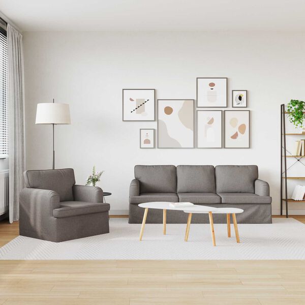 vidaXL Soffa 2 pcs Taupe 144 x 80 x 85 cm tyg