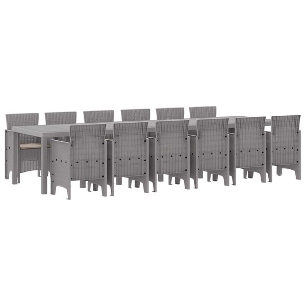 vidaXL Trädgårdsmöbelset 13 pcs Ljusgrå Polt rotting