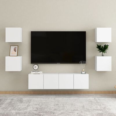 vidaXL Väggmonterade tv-skåp 4 st vit 30,5x30x30 cm