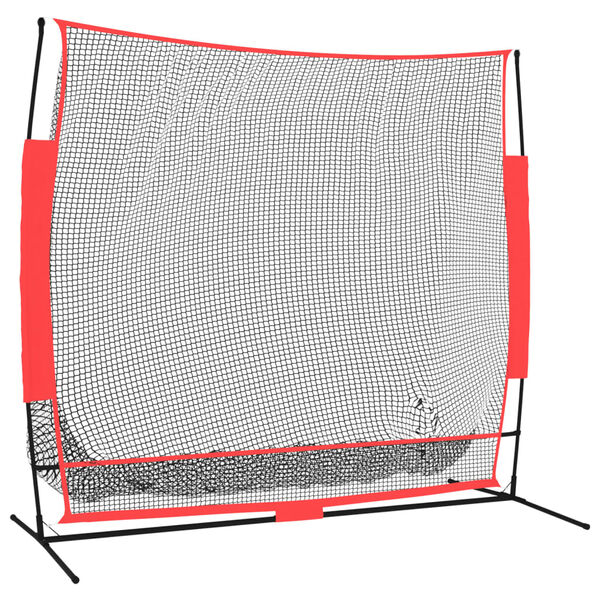vidaXL Portabelt baseballnät svart och röd 215x107x216 cm polyester