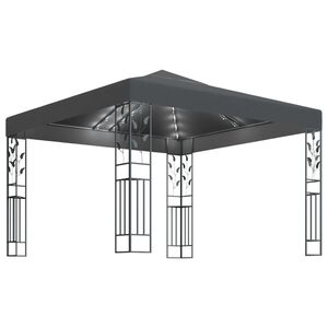 vidaXL Paviljong med ljusslinga LED 3x3 m antracit