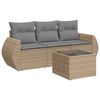 vidaXL Soffgrupp f&ouml;r tr&auml;dg&aring;rd med dynor 4 delar beige konstrotting