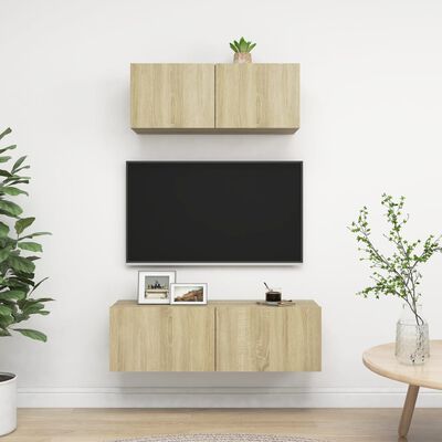 vidaXL TV-skåp 2 delar sonoma-ek konstruerat trä