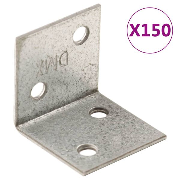 vidaXL Vinkel 150 st 2 mm 30x25x30 mm galvaniserat stål