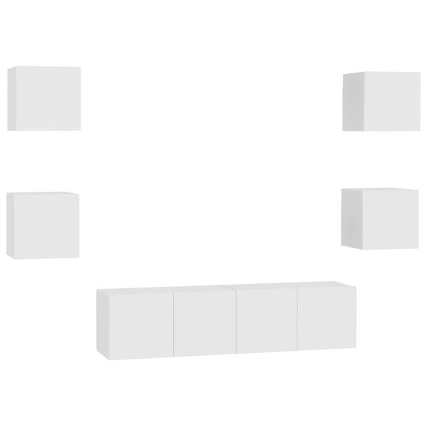 vidaXL Tv-sk&aring;p 6 delar vit konstruerat tr&auml;