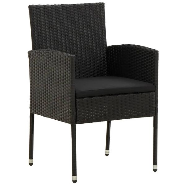 vidaXL Matgrupp för trädgården 3 delar konstrotting svart