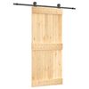 vidaXL Skjutd&ouml;rr Naturlig och svart 90 x 210 cm Massiv furutr&auml;d&ouml;rr