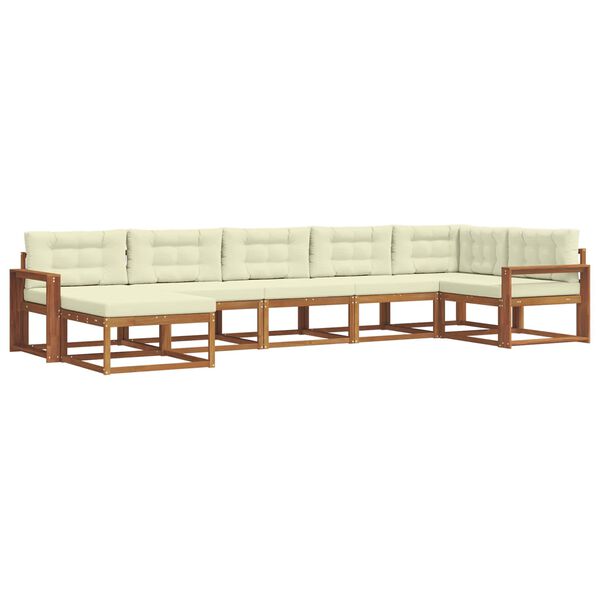 vidaXL Utomhussoffset med kudde 7 pcs Naturlig och Gr&auml;dde