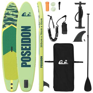 vidaXL Uppbl&aring;sbar Stand Up Paddle Board POSEIDON 305 x 76 x 15 cm Gr&ouml;n